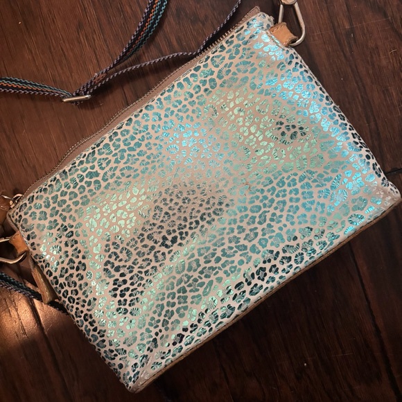 Consuela blue silver print small crossbody bag purse with adjustable strap - Picture 3 of 10